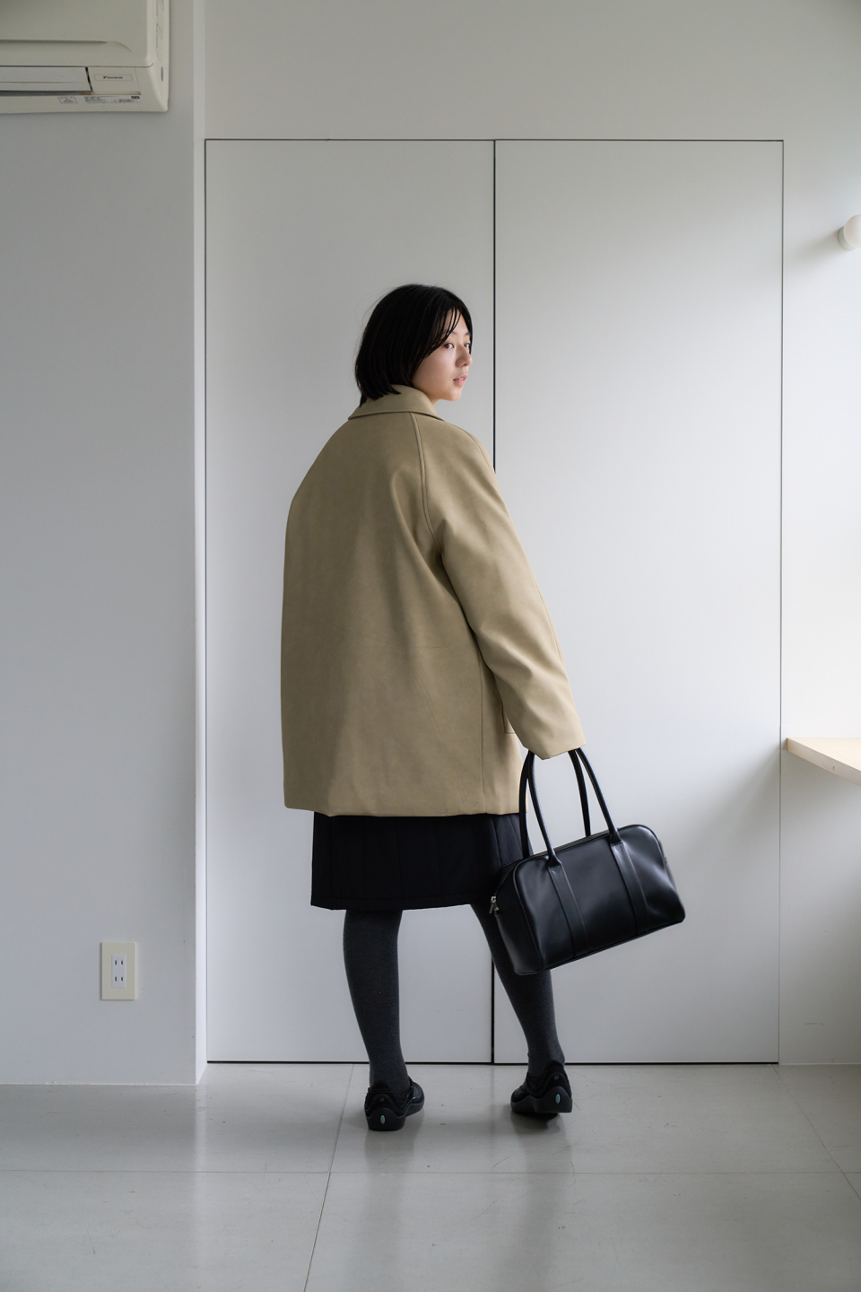 MUSINSA公式 | PESTO Half padded leather jacket sand