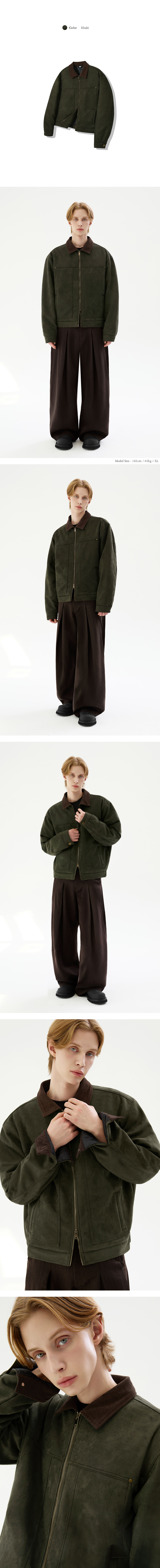 [TRILLION] Corduroy Collar Suede Zip Up Work Jacket /追跡付 TRILLION] Corduroy Collar Suede Zip Up Work Jacket /追跡付