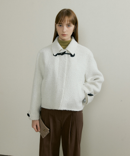 WOOL DUFFLE SHORT COAT - Ivory