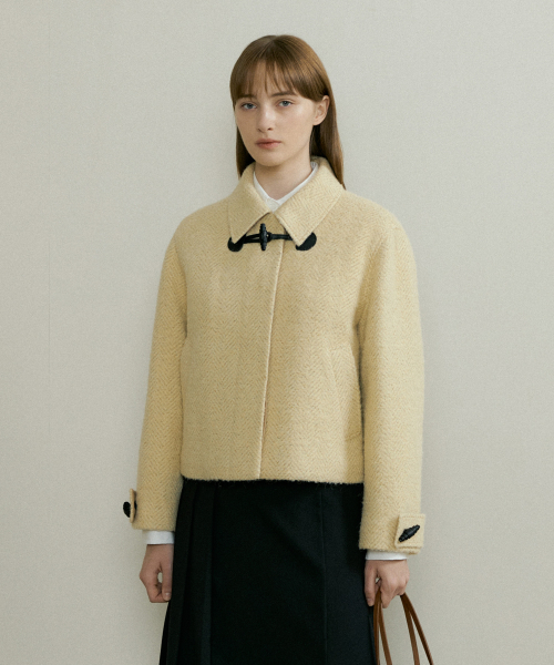 WOOL DUFFLE SHORT COAT - Butter