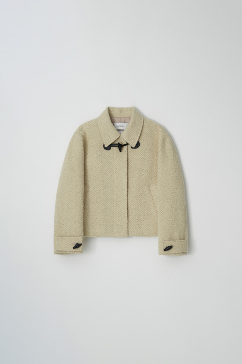 WOOL DUFFLE SHORT COAT - Butter
