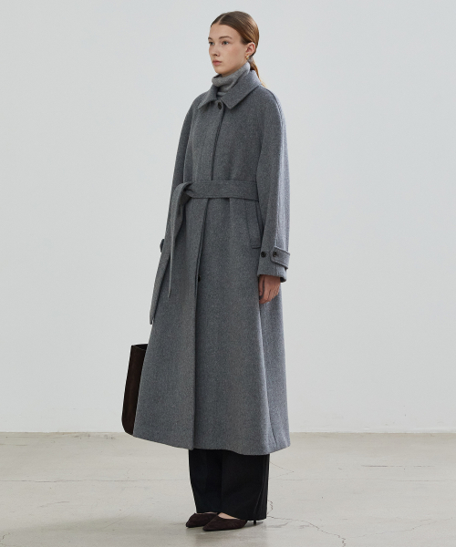 WOOL SINGLE BALMACAAN COAT - GRAY
