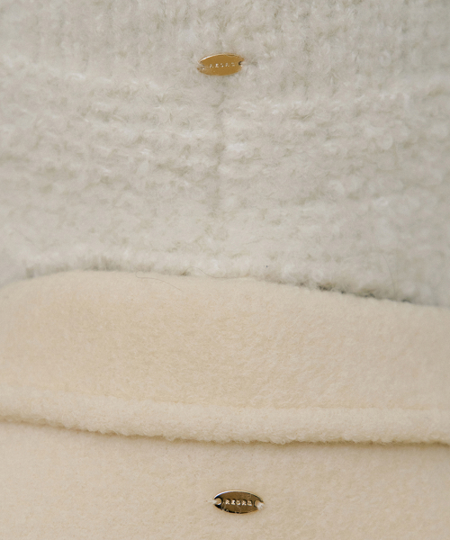 EOT FLUFFY SINGLE WOOL HALF COAT CREAM BUTTER