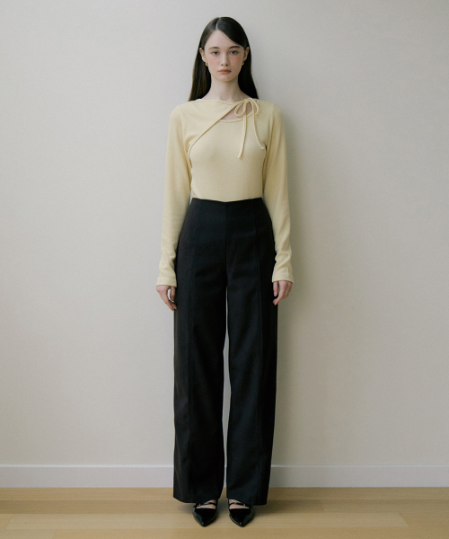 EOT HIGH WAIST TIDY SLACKS DARK BROWN