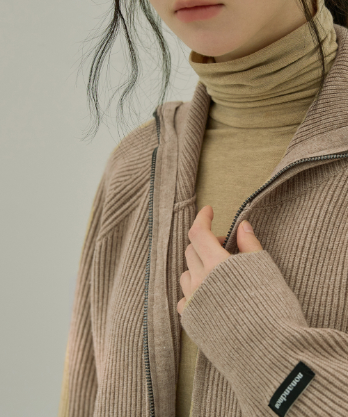 ZIP-UP KNIT CARDIGAN_NFCA4151 (BEIGE)