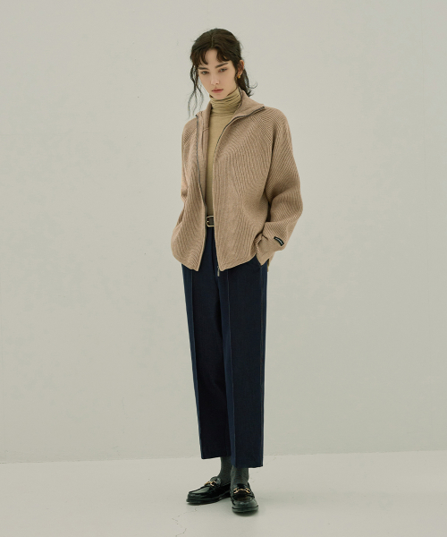 ZIP-UP KNIT CARDIGAN_NFCA4151 (BEIGE)