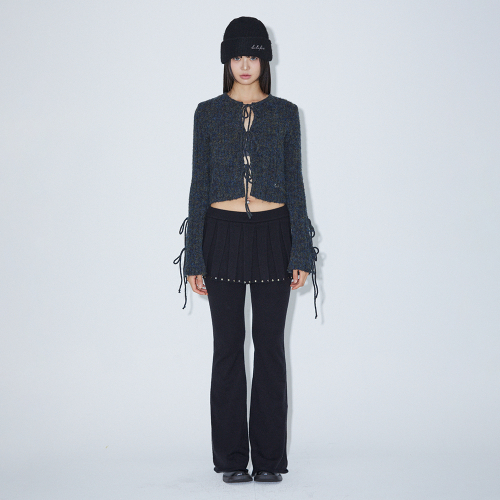 KNIT BOOTCUT SKIRT PANTS BLACK BQ4KP002