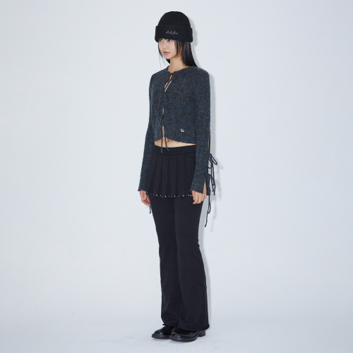 KNIT BOOTCUT SKIRT PANTS BLACK BQ4KP002