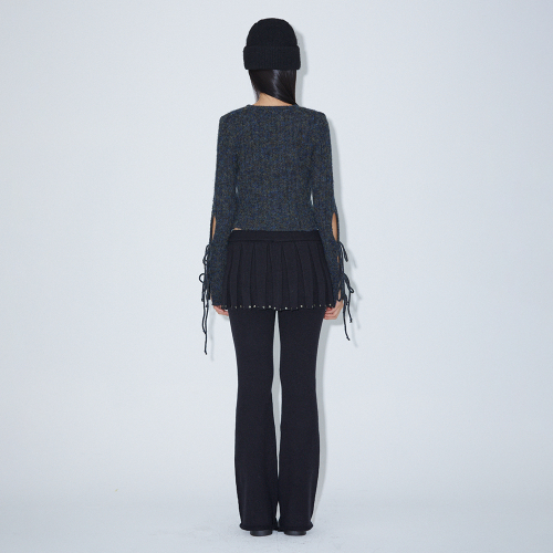 KNIT BOOTCUT SKIRT PANTS BLACK BQ4KP002