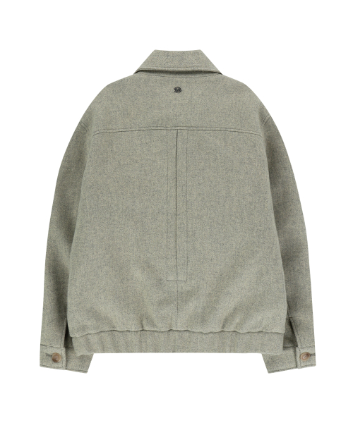 HERRINGBONE WOOL BLOUSON (OATMEAL)