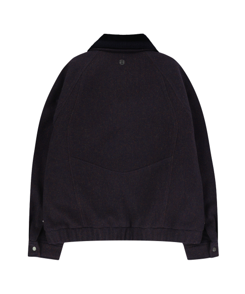 FUR COLLAR WOOL BLOUSON JACKET (NAVY)