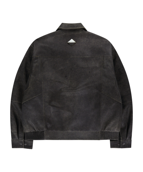 BUFFED LEATHER BOMBER JACKET (GRAY / LAMBSKIN)