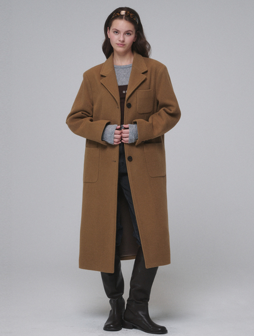 Однобортное шерстяное пальто Brown