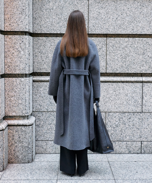 Wool Double Belted Long Coat