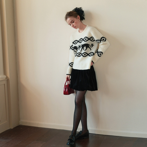 Cest_Fox round neck pullover sweater