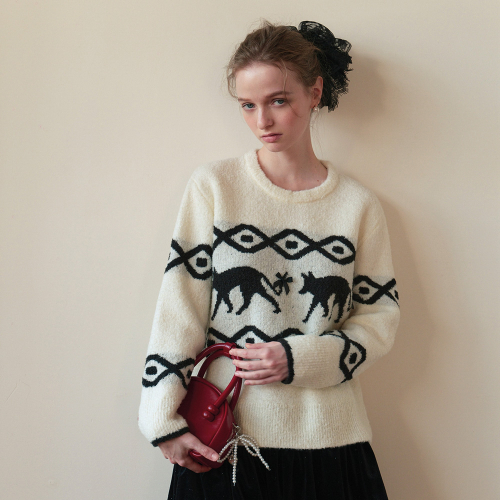 Cest_Fox round neck pullover sweater