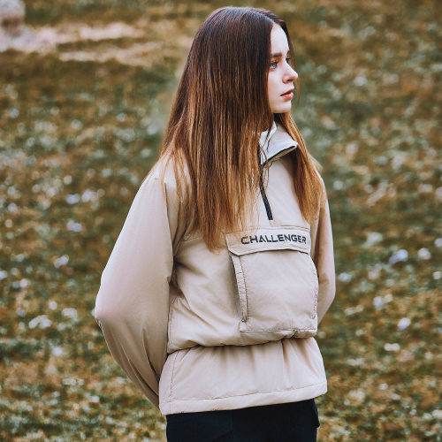 Женский легкий пуховый анорак с капюшоном Light Beige