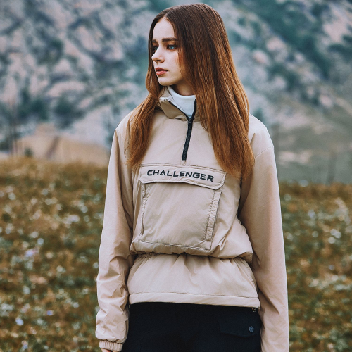 Женский легкий пуховый анорак с капюшоном Light Beige