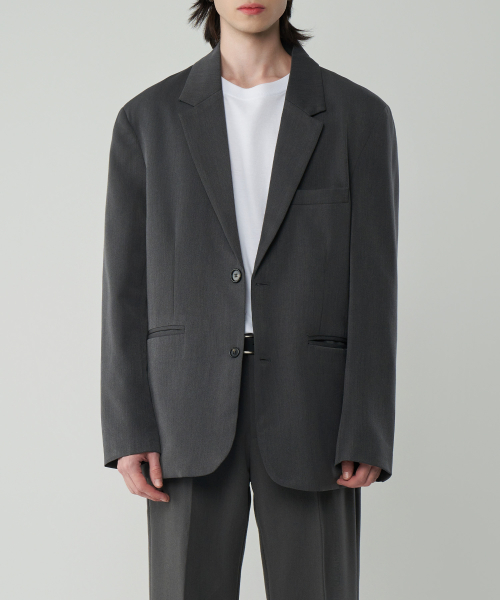 [SET UP]Semi-wide pants & overfit suit set 2Color