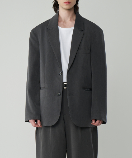 [SET UP] Two tuck wide pants & overfit suit set 2 colors