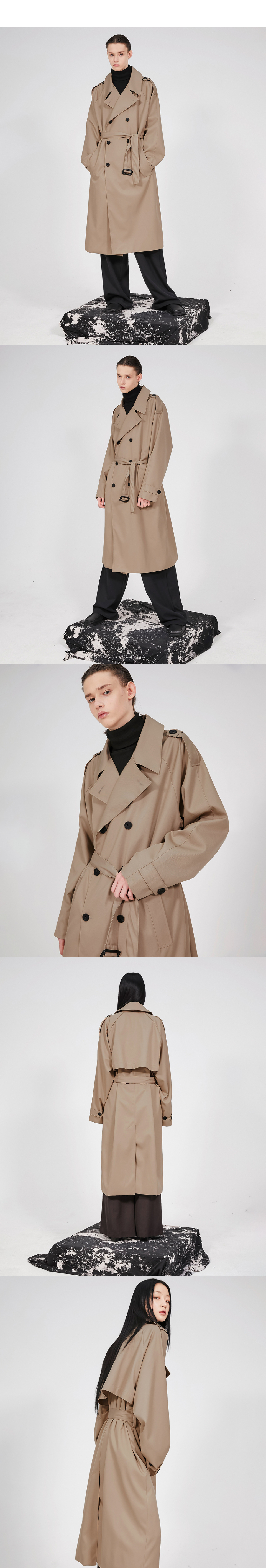 플레어업(FLAREUP) Oversized Raglan Trench Coat - Beige (FL