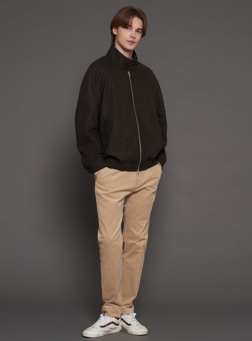 [XL~4XL] Шерстяной блузон с высоким горлом Khaki Grey