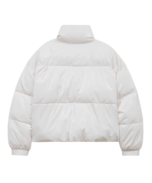 Короткий пуховик 86-IRO339 с высоким горлом Glossy White