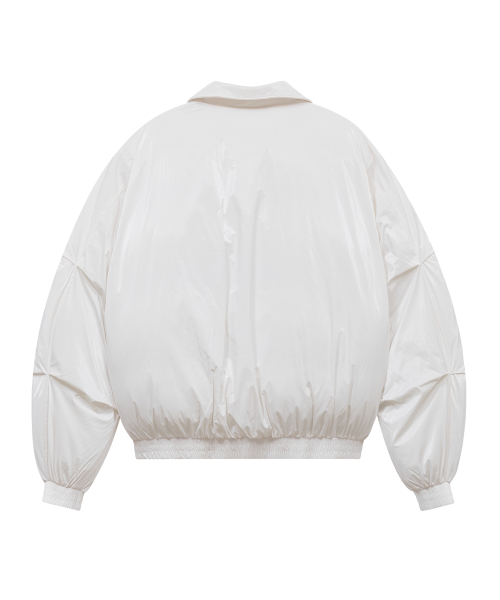 Короткий пуховик 86-IRO340 с глянцевым воротником White