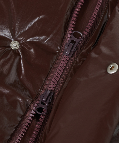Оверсайз пуховик с капюшоном 86-IRO341 Essential Glossy Brown