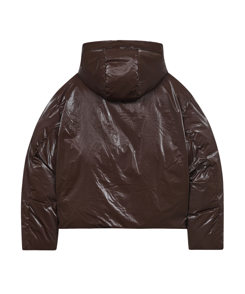 Оверсайз пуховик с капюшоном 86-IRO341 Essential Glossy Brown