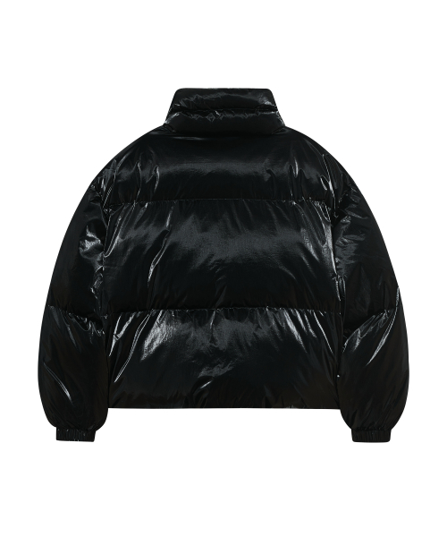 Короткий пуховик 85-VIVA045 Utility Glossy Curved Line, Black