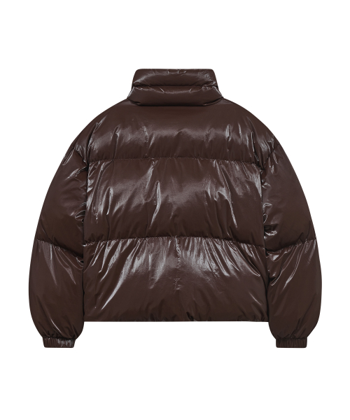 Короткий глянцевый пуховик 85-VIVA045 Brown
