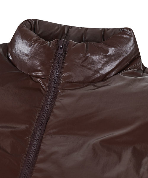 85-VIVA046 Utility глянцевый пуховик с полувысоким воротником Brown