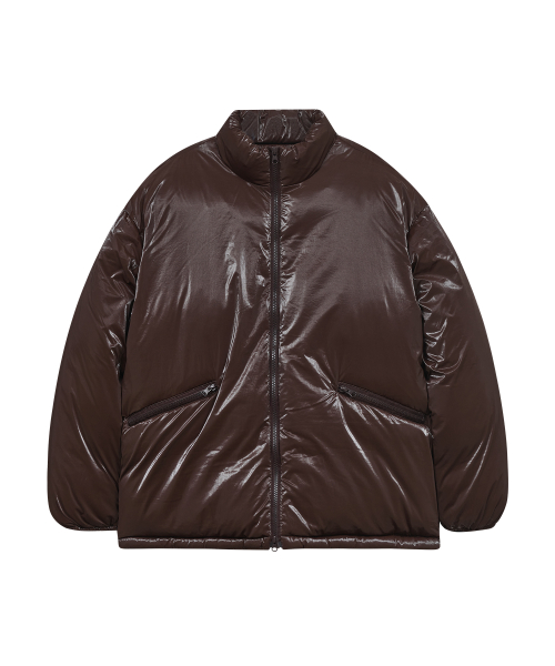 85-VIVA046 Utility глянцевый пуховик с полувысоким воротником Brown