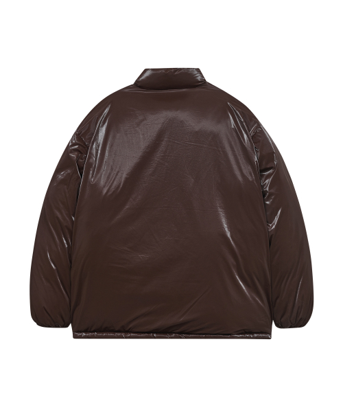 85-VIVA046 Utility глянцевый пуховик с полувысоким воротником Brown