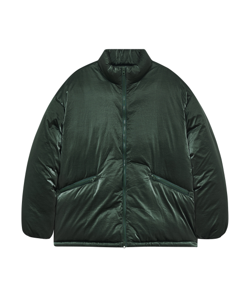 85-VIVA046 Utility глянцевый пуховик с полувысоким воротником Green