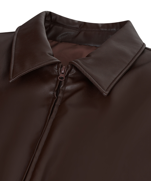 85-VIVA047 воротник Balloon Two-Way кроп кожаный короткий пуховик Brown