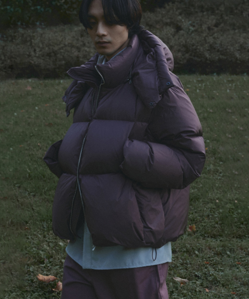 Cropped Down Jacket - Burgundy