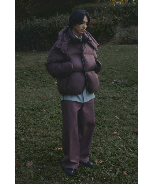 Cropped Down Jacket - Burgundy