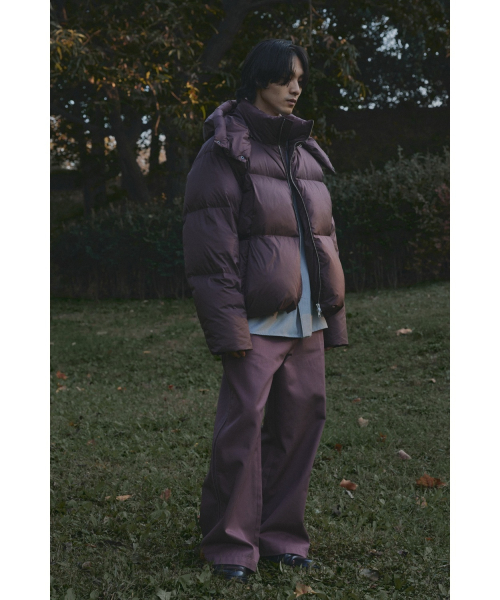 Cropped Down Jacket - Burgundy
