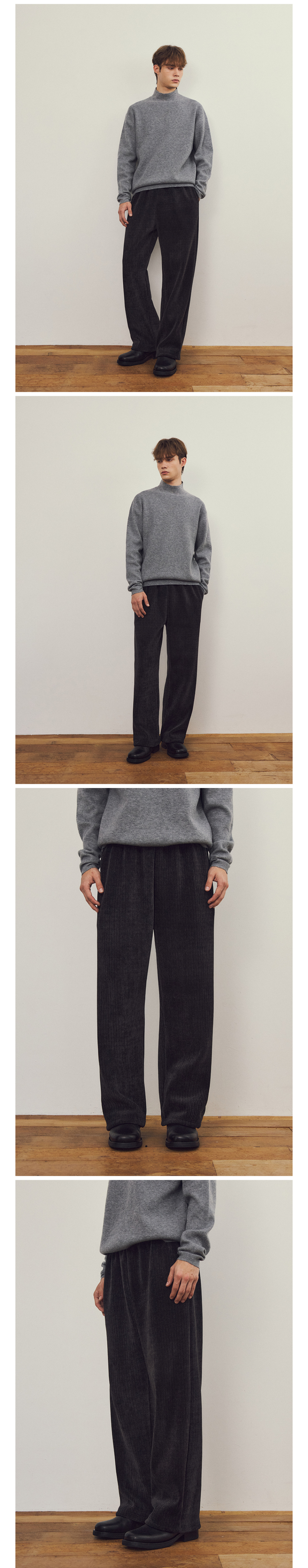 MUSINSA | WEDNESDAY OASIS Flannel Fleece Corduroy Pants_BLACK