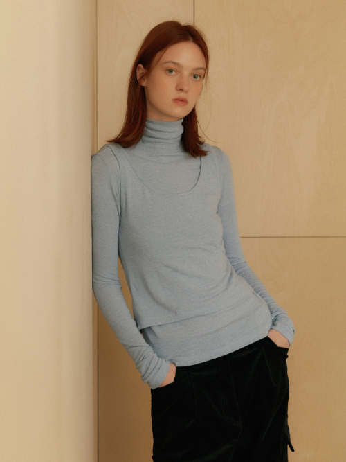 Sleeveless & turtleneck layering t-shirt (3color)