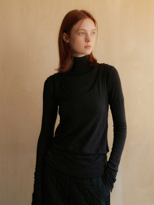 Sleeveless & turtleneck layering t-shirt (3color)