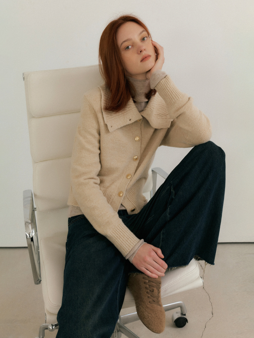 High-neck button cardigan (2color)