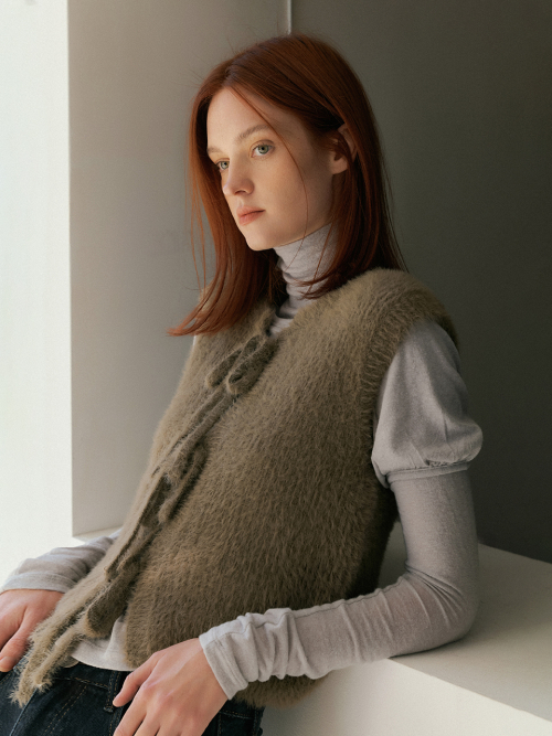 Front ribbon knit vest (2color)