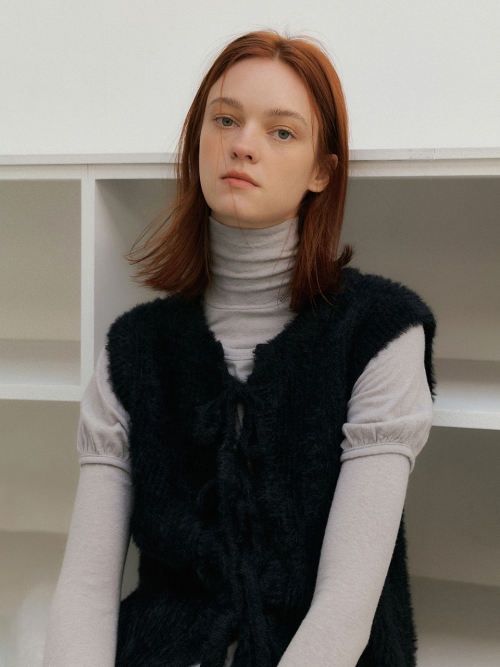Front ribbon knit vest (2color)