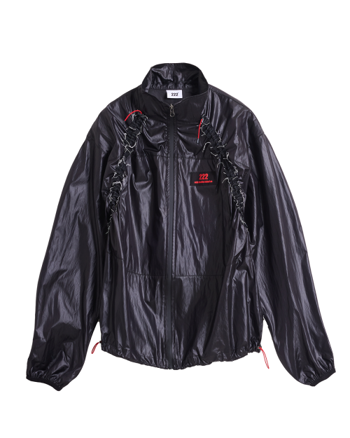 String Patchwork Windbreaker - Blcak
