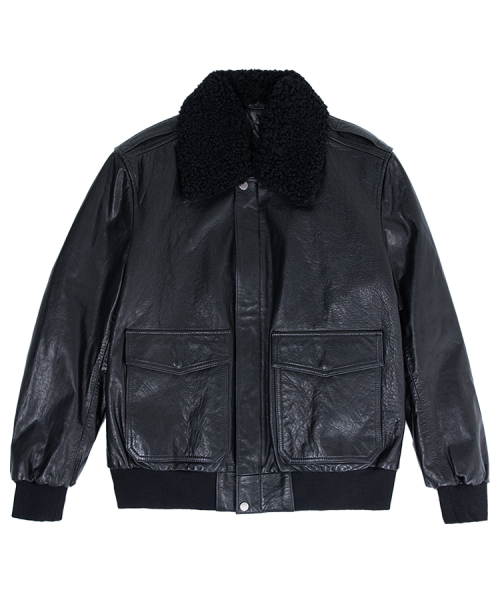 Aviator Lambskin Bomber Jacket (BLACK)