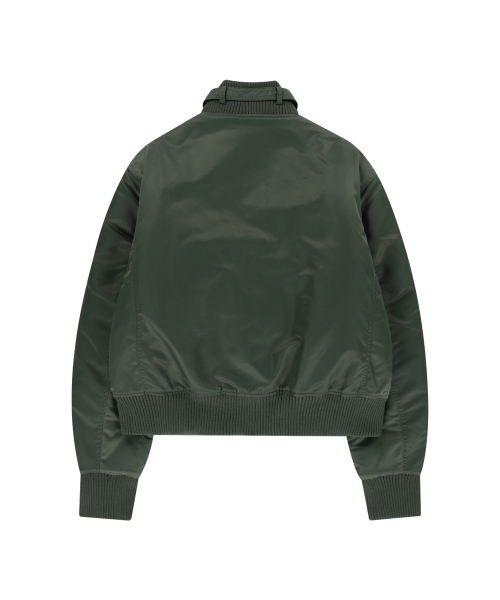 High-Neck Bomber Jacket (Khaki)