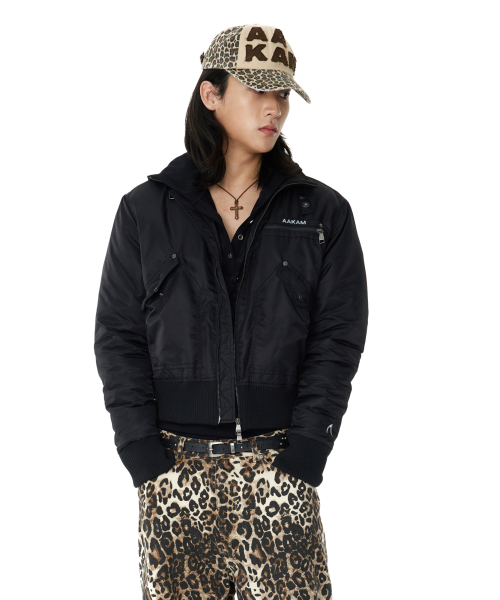 High-Neck Bomber Jacket (Black) thumbnail 9